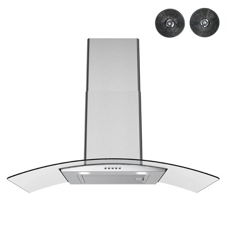 Streamline 36 in. Alfonso Convertible Wall Mount 220 CFM Range Hood in Brushed Stainless Steel T-8065-1-CL